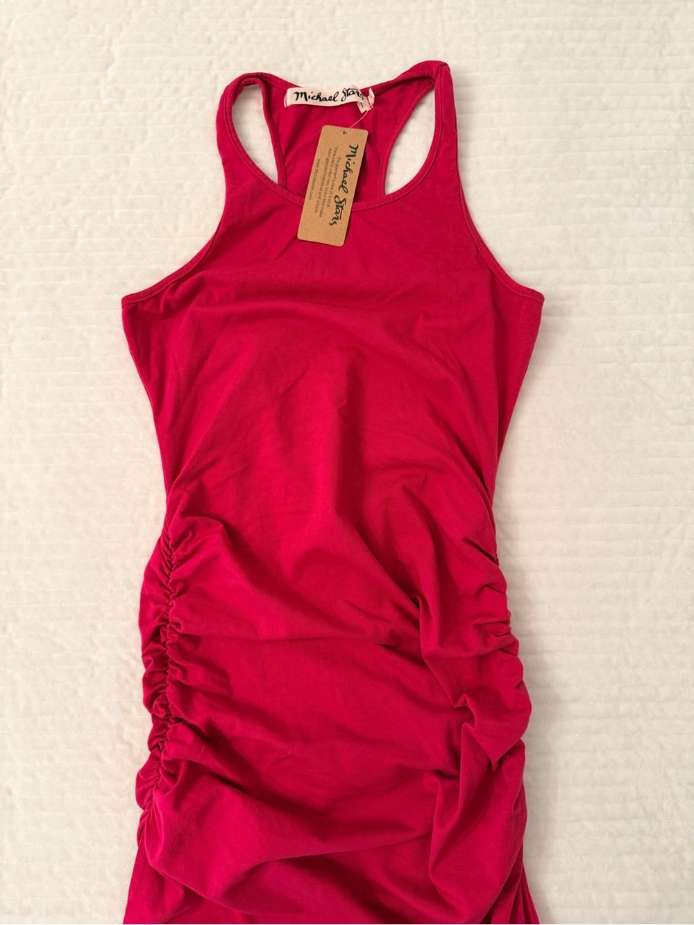Michael Stars Hot Pink Racerback Ruched Tank